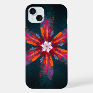 Floral Mandala Flowers Orange Red Blue Abstract iPhone 15 Plus Case