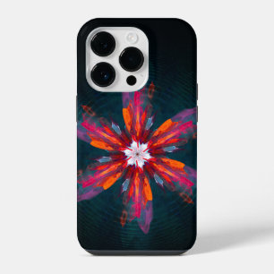 Floral Mandala Flowers Orange Red Blue Abstract iPhone 14 Pro Case