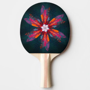 Floral Mandala Flowers Orange Red Blue Abstract Ping Pong Paddle