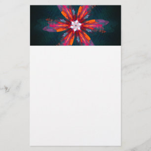 Floral Mandala Flowers Orange Red Blue Abstract Stationery