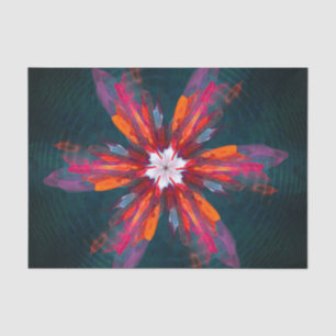 Floral Mandala Flowers Orange Red Blue Abstract Tissue Paper