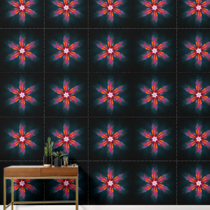Floral Mandala Flowers Orange Red Blue Abstract Wallpaper