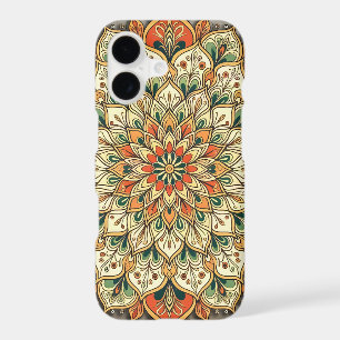 Floral Mandala Gold Orange Green Kaleidoscope
