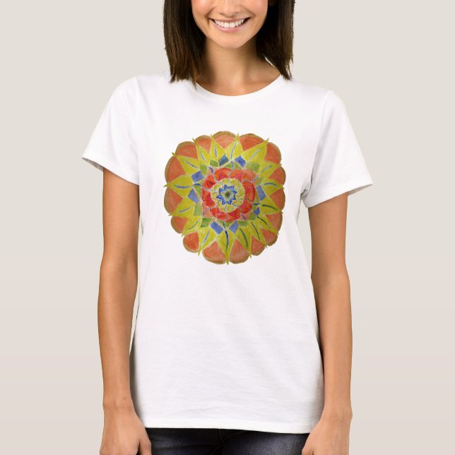 Floral Mandala Handpainted Women's  Top T-Shirt (Front)