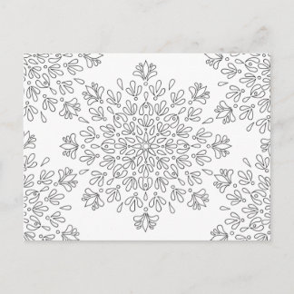 Floral Mandala Pattern Adult Colouring Postcard