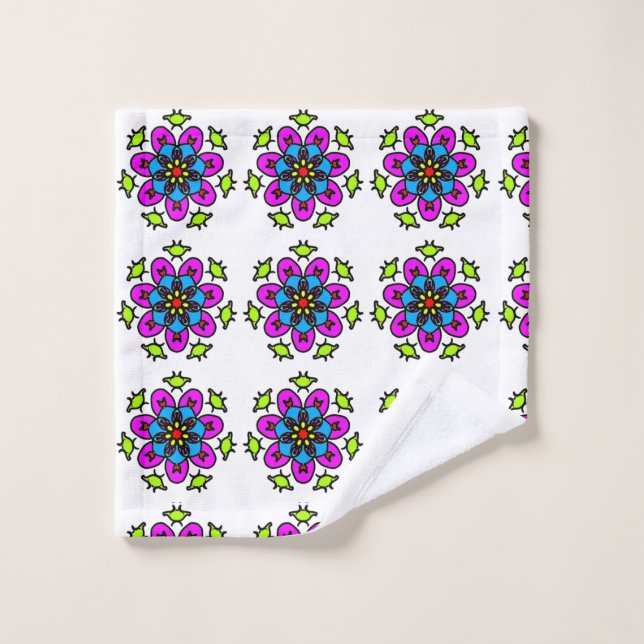 Floral Mandala Pattern Bath Towel Set (Wash Cloth)