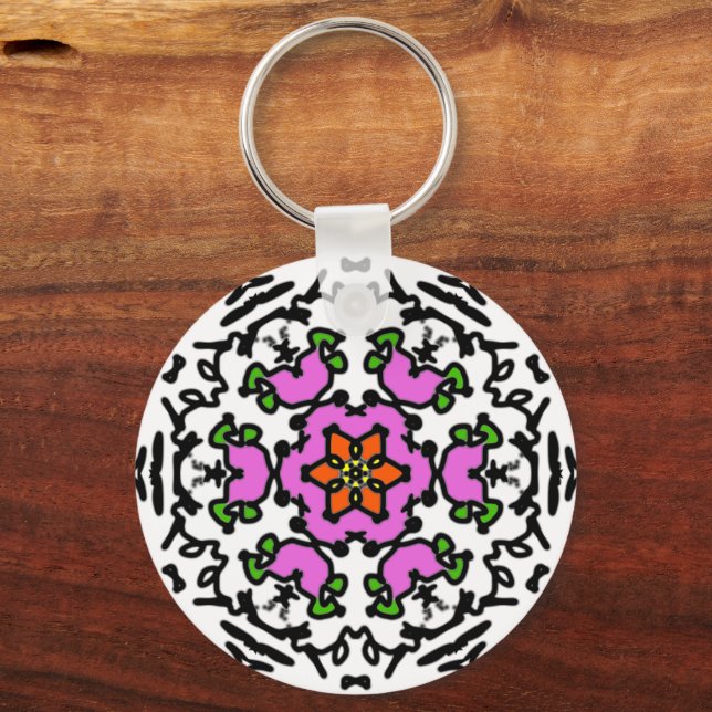 Floral Mandala Pattern Key Ring (Front)