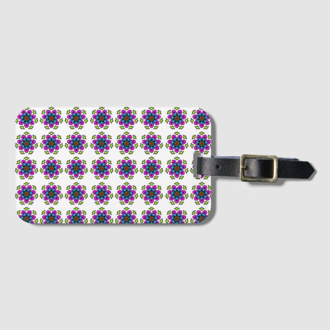 Floral Mandala Pattern Luggage Tag (Front Horizontal)