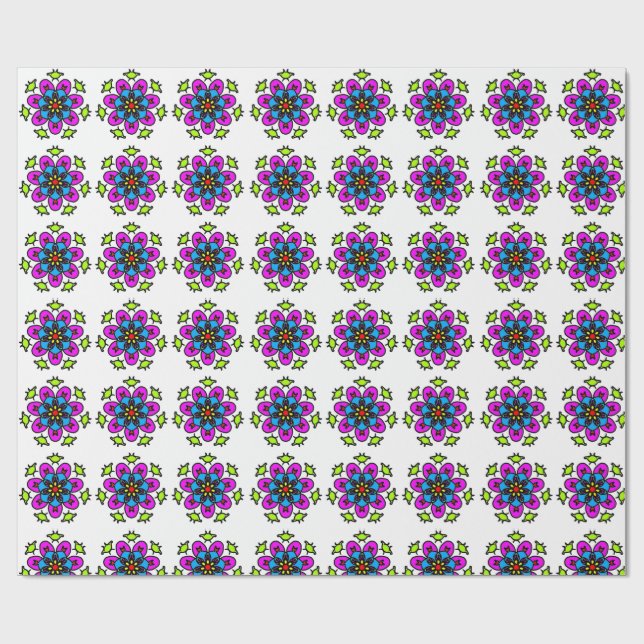 Floral Mandala Pattern Wrapping Paper (Flat)