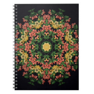 Floral mandala: red, yellow vintage. notebook