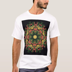 Floral mandala: red, yellow vintage. T-Shirt