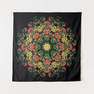 Floral mandala: red, yellow vintage. tapestry