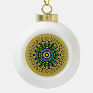 Floral Mandala Seamless Ceramic Ball Christmas Ornament