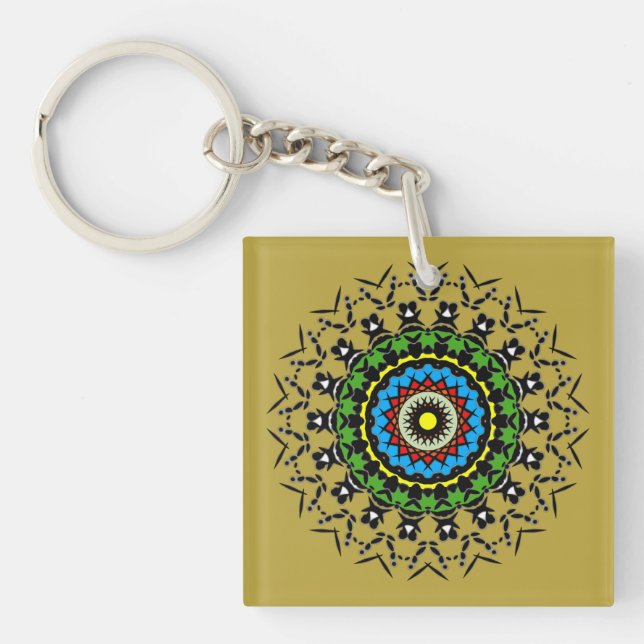 Floral Mandala Seamless Key Ring (Front)