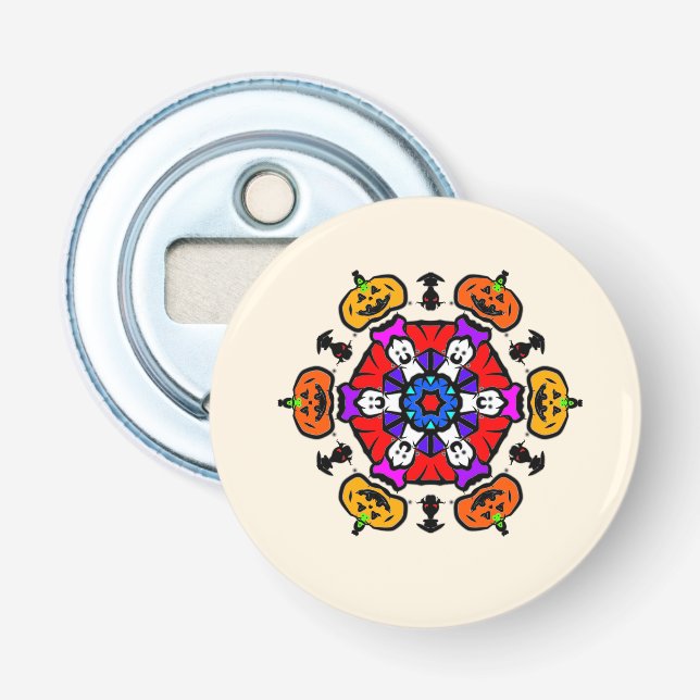 Floral Mandala Seamless Pattern Bottle Opener (Front)