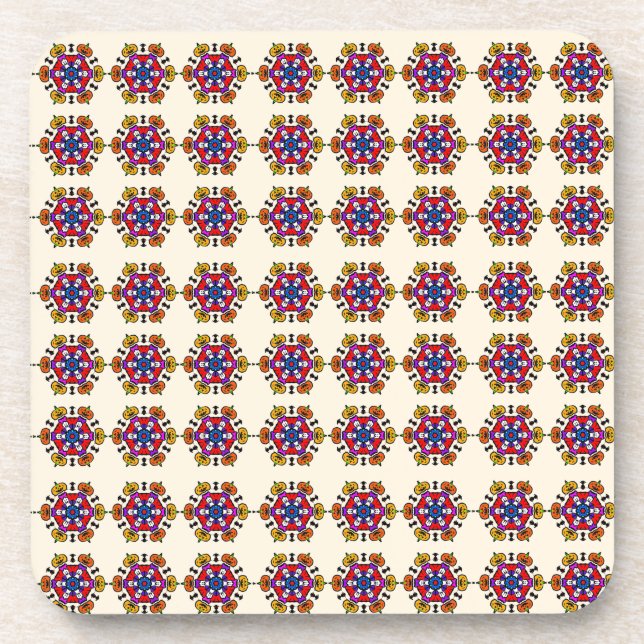 Floral Mandala Seamless Pattern Coaster (Front)
