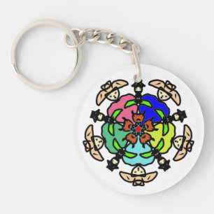 Floral Mandala Seamless Pattern Key Ring