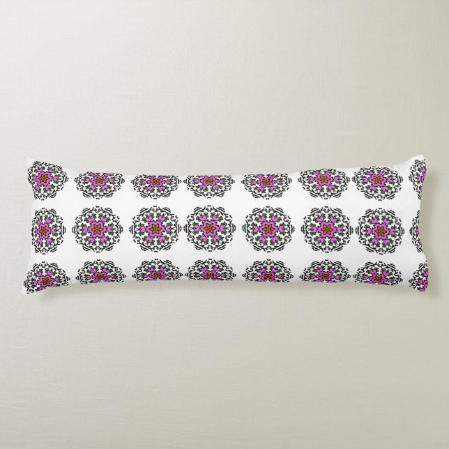 Floral Mandala Seamless Pattern: Purple Boho Zen Body Cushion (Front)