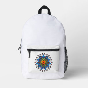 Floral Mandala Seamless Pattern: Sacred Bloom Printed Backpack