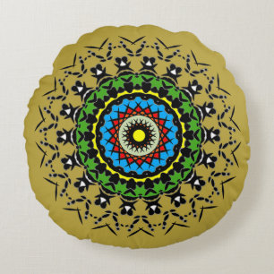 Floral Mandala Seamless Round Cushion