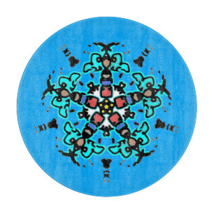 Floral Mandala Seamless Turquoise Cutting Board