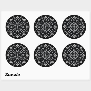 Floral Mandala Template Classic Round Sticker