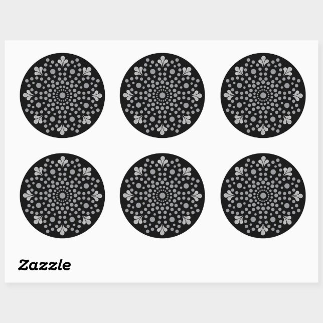 Floral Mandala Template Classic Round Sticker (Sheet)
