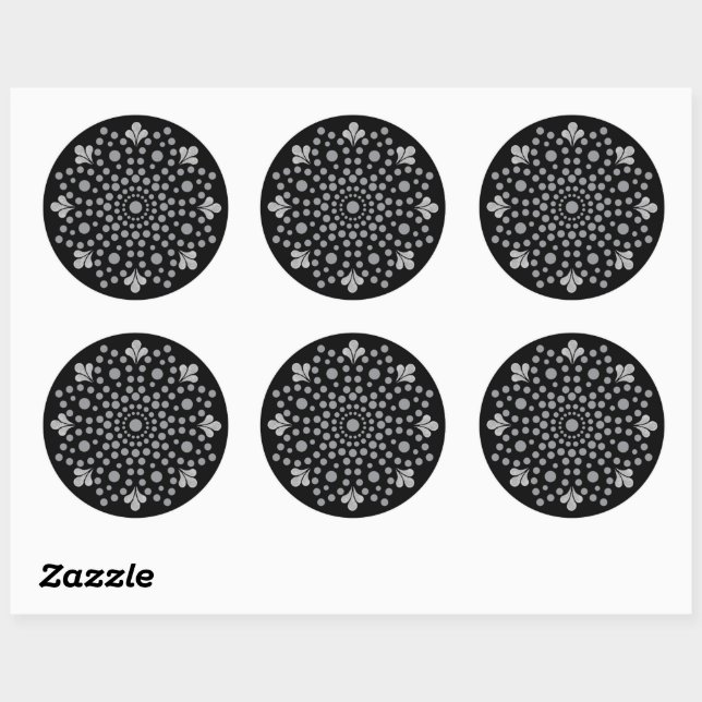 Floral Mandala Template Classic Round Sticker (Sheet)
