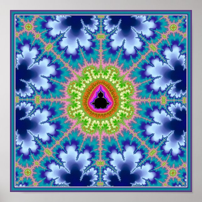 Floral Mandelbrot Fractal Poster (Front)