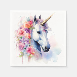 Floral Mane Unicorn/Horse Paper Napkin