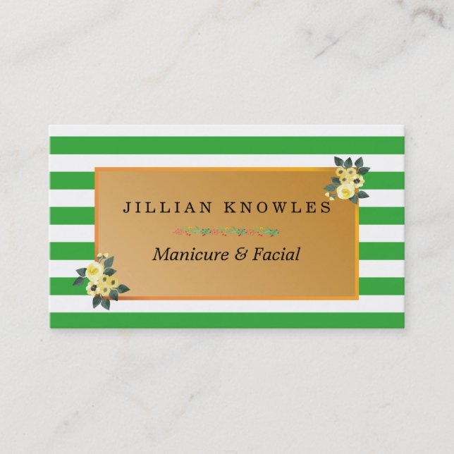Floral Manicure Artist Business Card (Front)