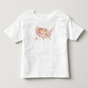 Floral Map Of The USA Toddler T-Shirt