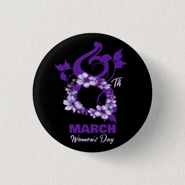 Floral March 8 International Woman's Day 2025 3 Cm Round Badge (Front)