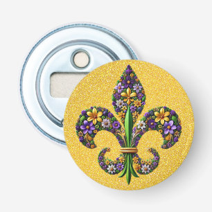 Floral Mardi Gras fleur de lis Bottle Opener