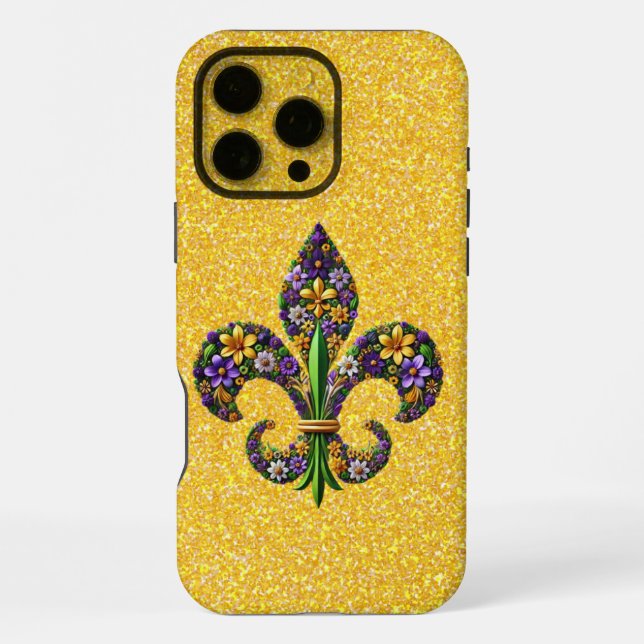 Floral Mardi Gras fleur de lis iPhone Case (Back)