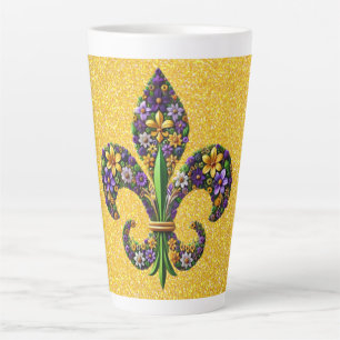 Floral Mardi Gras fleur de lis Latte Mug