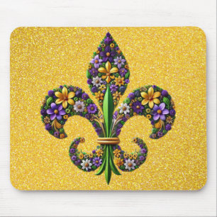 Floral Mardi Gras fleur de lis Mouse Mat