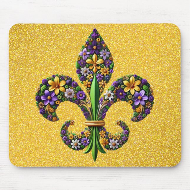 Floral Mardi Gras fleur de lis Mouse Mat (Front)