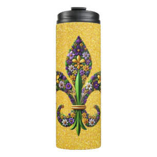Floral Mardi Gras fleur de lis Thermal Tumbler