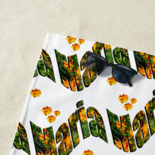 Floral Maria Name, Beach Towel