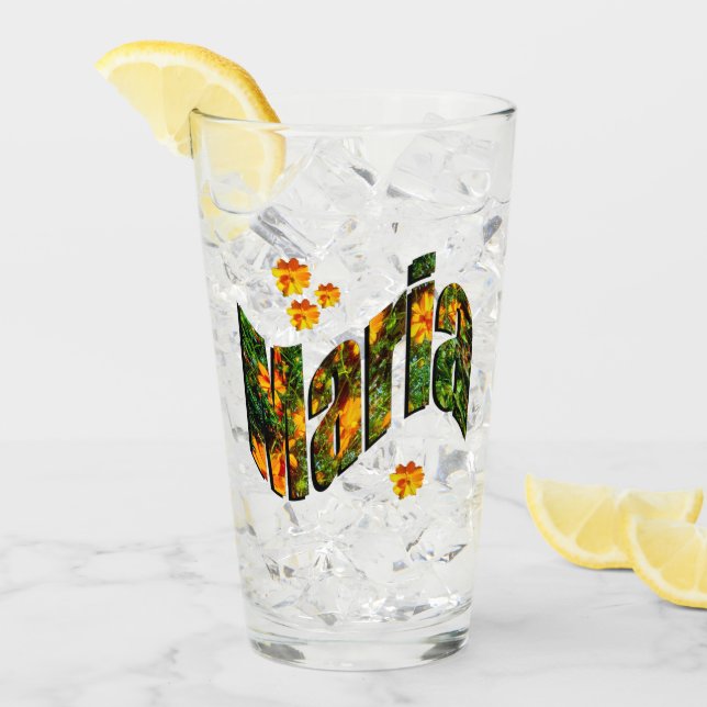 Floral Maria Name Logo, Glass (Front Ice)