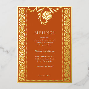 Floral Marigold Gold Mehndi Invitation
