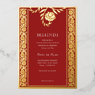 Floral Marigold Gold Mehndi Invitation