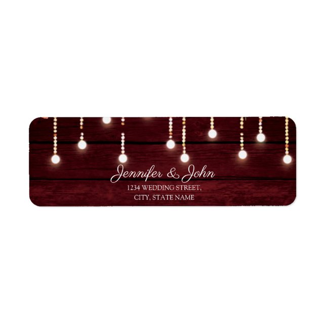 Floral Maroon Wooden Rustic Wedding Return Address (Front)