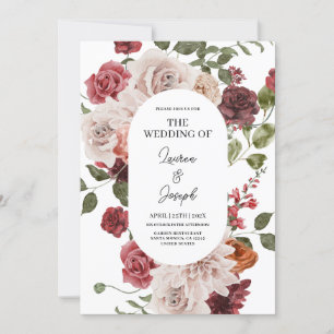 Floral Marsala Wedding invitation