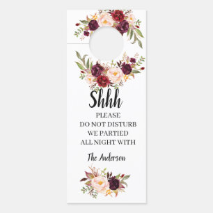 Floral Marsala Wedding Welcome Door Hanger