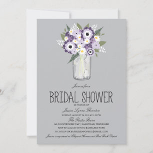 Floral Mason Jar Bridal Shower Invitation