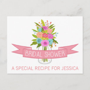 Floral Mason Jar Bridal Shower Recipe Cards