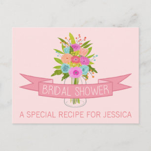 Floral Mason Jar Bridal Shower Recipe Cards