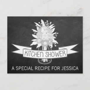 Floral Mason Jar Kitchen Shower Recipe Cards